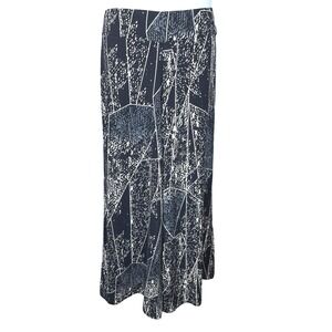 Fury Geometric Print‎ High Waist Pull On Wide Leg Pants Dark Blue